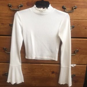 Mock neck bell sleeve top